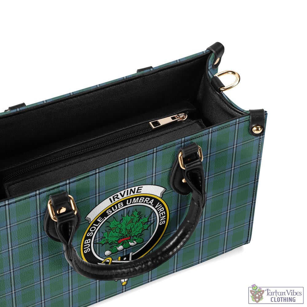 Tartan Vibes Clothing Irvine of Drum Tartan Luxury Leather Handbags with Family Crest