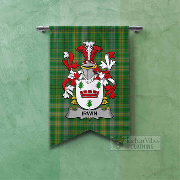 Irwin Irish Clan Tartan Gonfalon, Tartan Banner with Coat of Arms Fishtail - Tartan Vibes Clothing