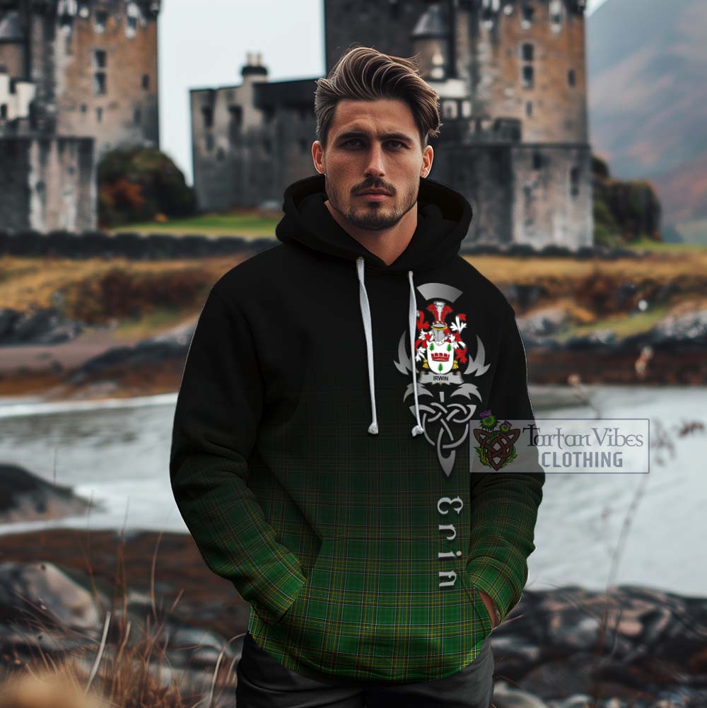 Irwin Irish Clan Cotton Hoodie with Coat of Arms Erin Go Bragh Celtic Inspired - Tartan Vibes Clothing
