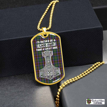 Isle of Skye Tartan Dog Tag Necklace Viking Mjolnir Style