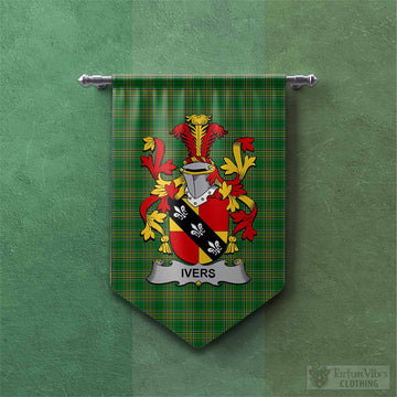 Ivers Irish Clan Tartan Gonfalon, Tartan Banner with Coat of Arms Chevron - Tartan Vibes Clothing