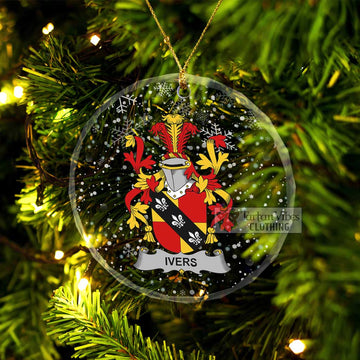 Ivers Irish Clan Christmas Glass Ornament with Coat of Arms