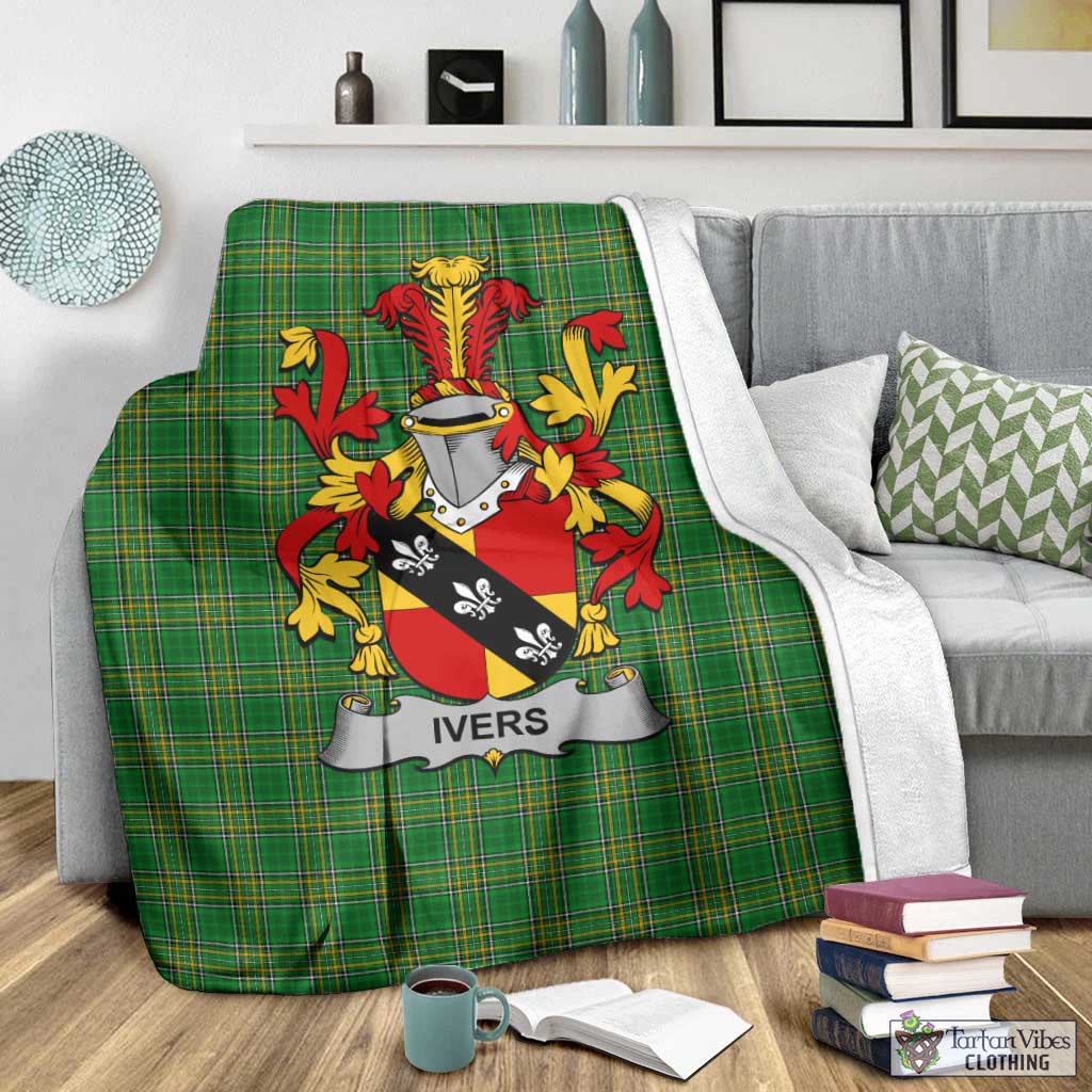 Ivers Irish Clan Tartan Blanket with Coat of Arms - Tartan Vibes Clothing