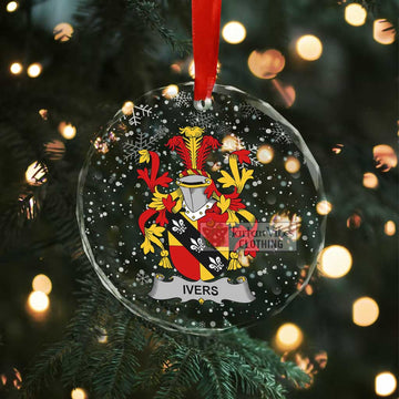 Ivers Irish Clan Christmas Glass Ornament with Coat of Arms