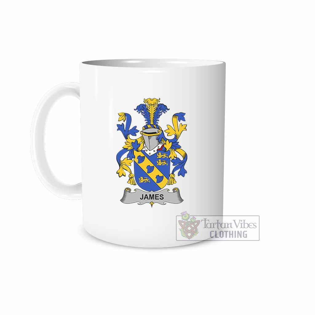 James Irish Clan Coat of Arms Ceramic Mug White - 2D-tartanvibesclothing