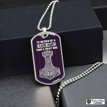 James of Wales Tartan Dog Tag Necklace Viking Mjolnir Style