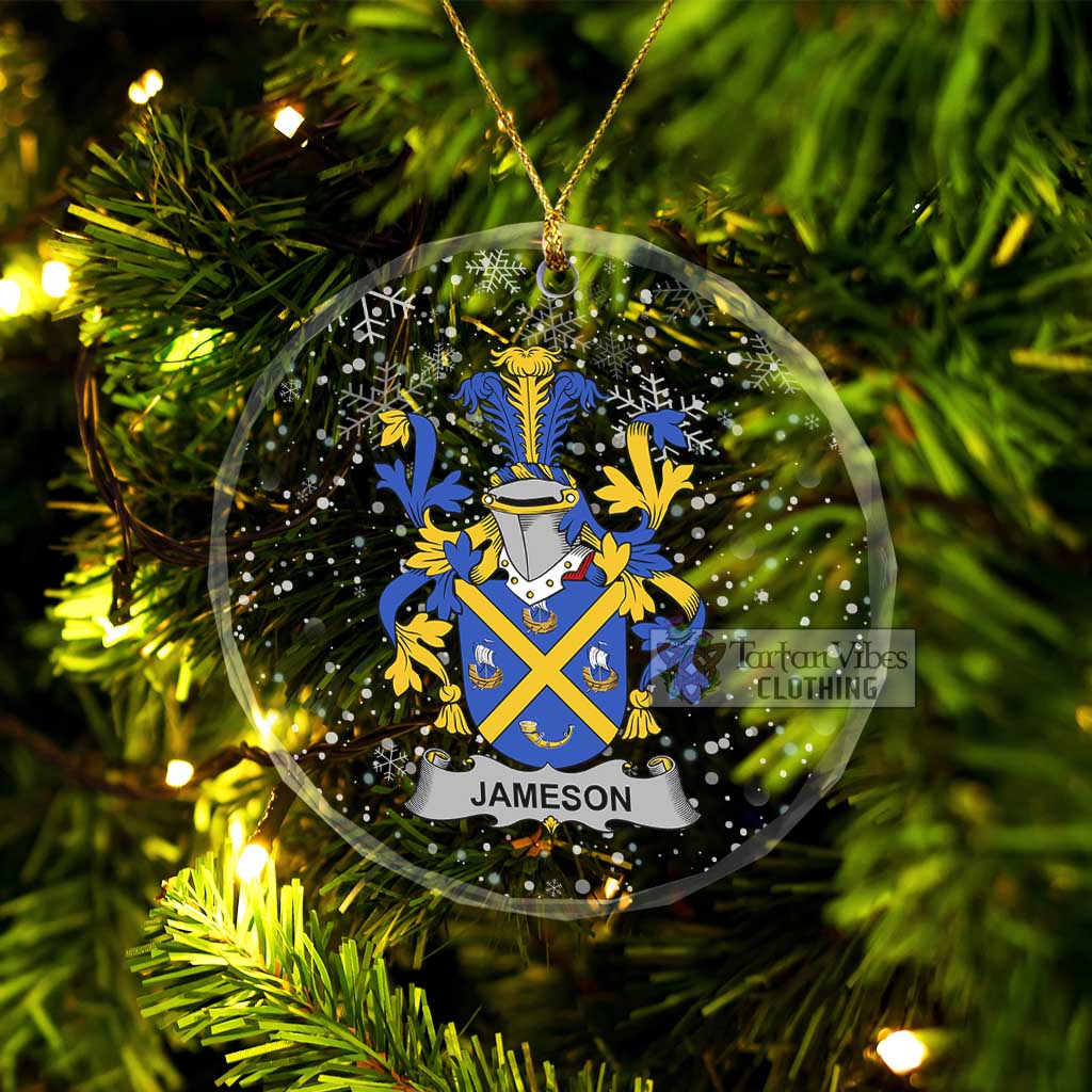 Tartan Vibes Clothing Jameson Irish Clan Christmas Glass Ornament with Coat of Arms