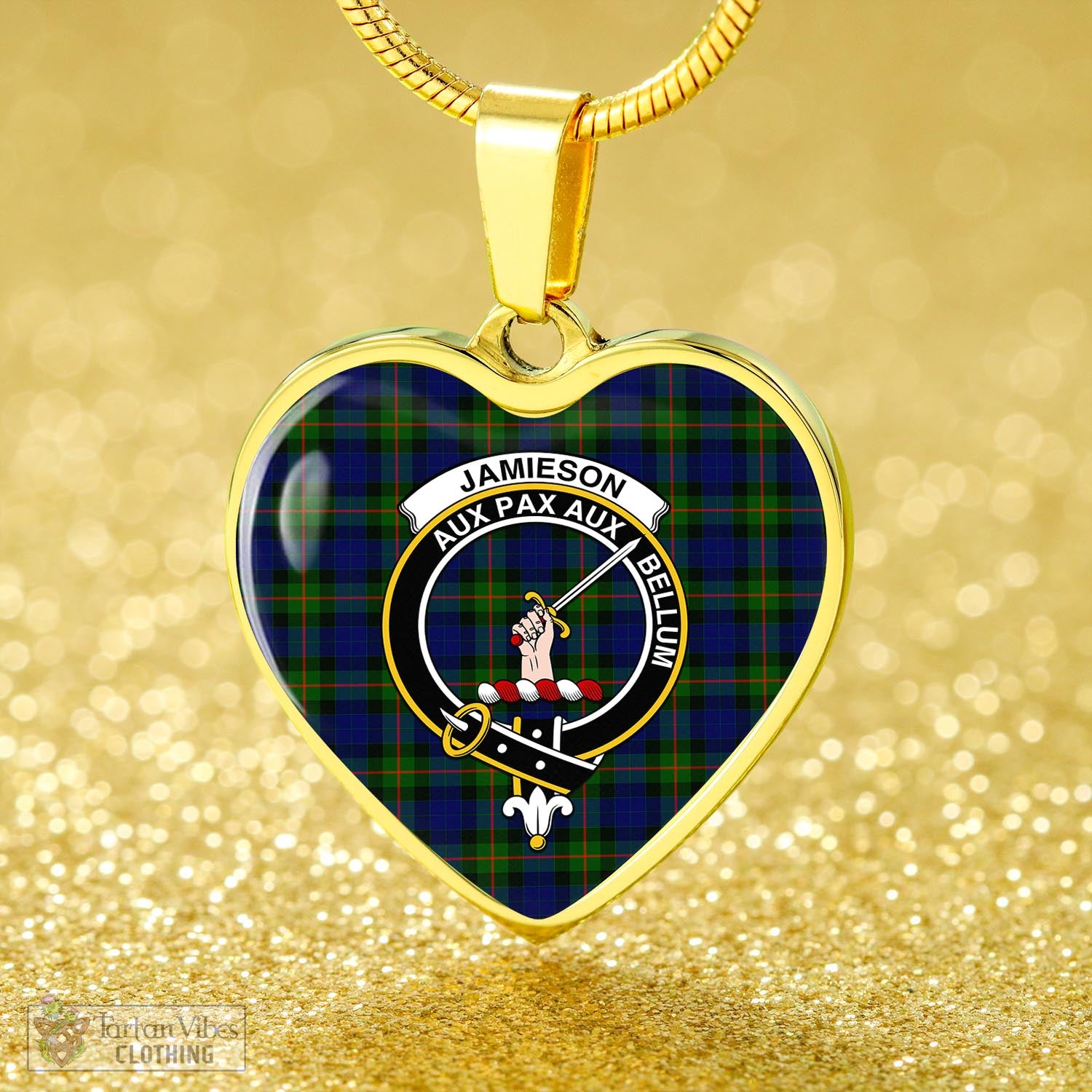 Tartan Vibes Clothing Jamieson Tartan Heart Necklace with Family Crest