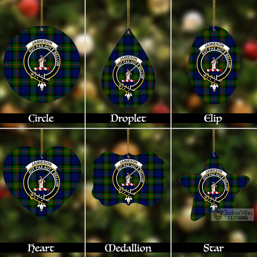 Tartan Vibes Clothing Jamieson Tartan Christmas Aluminium Ornament with Family Crest