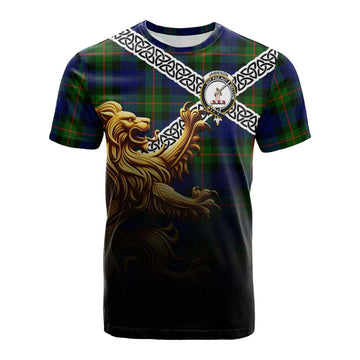 Jamieson Crest Tartan Cotton T-shirt with Golden Lion Emblem Celtic Style Kid's Shirt - Tartan Vibes Clothing