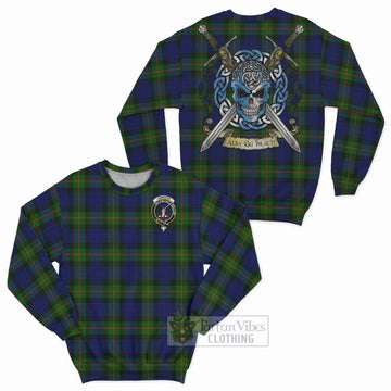 Jamieson Tartan Sweatshirt with Family Crest Celtic Skull Style