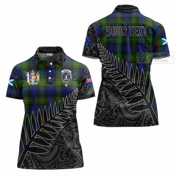 Jamieson Crest Tartan Women's Polo Shirt with New Zealand Silver Fern Half Style