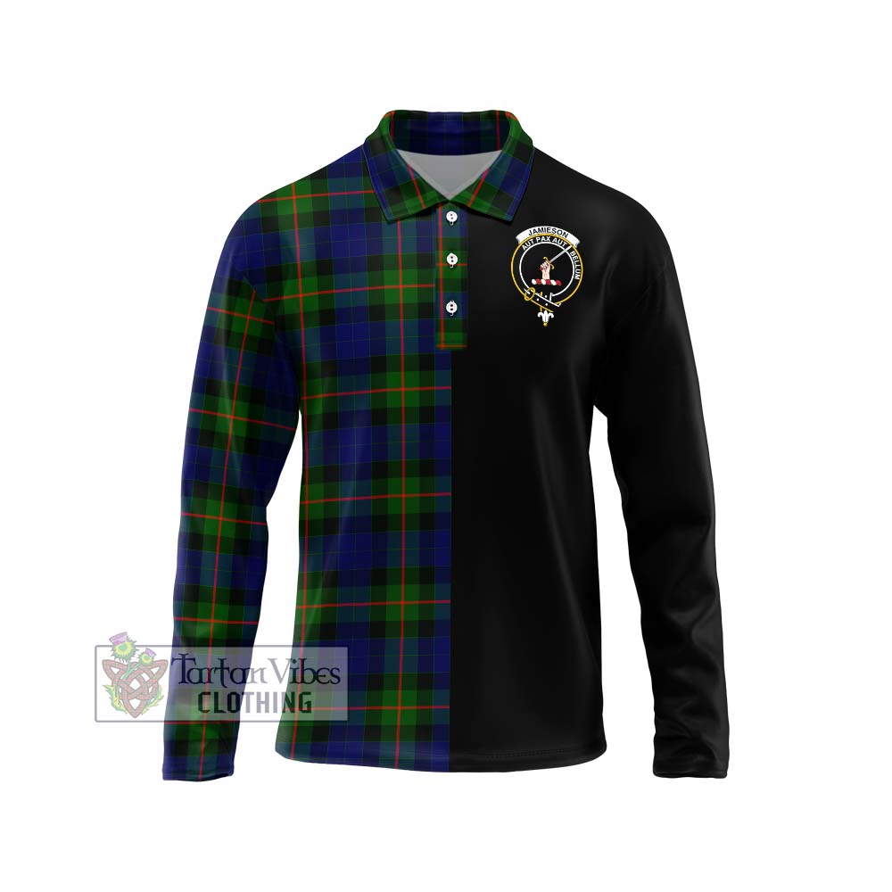 Jamieson Tartan Long Sleeve Polo Shirt with Family Crest and Half Of Me Style Unisex - Tartanvibesclothing Shop