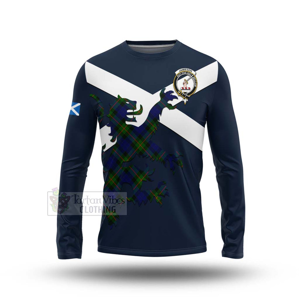 Tartan Vibes Clothing Jamieson Tartan Lion Rampant Long Sleeve T-Shirt – Proudly Display Your Heritage with Alba Gu Brath and Clan Name