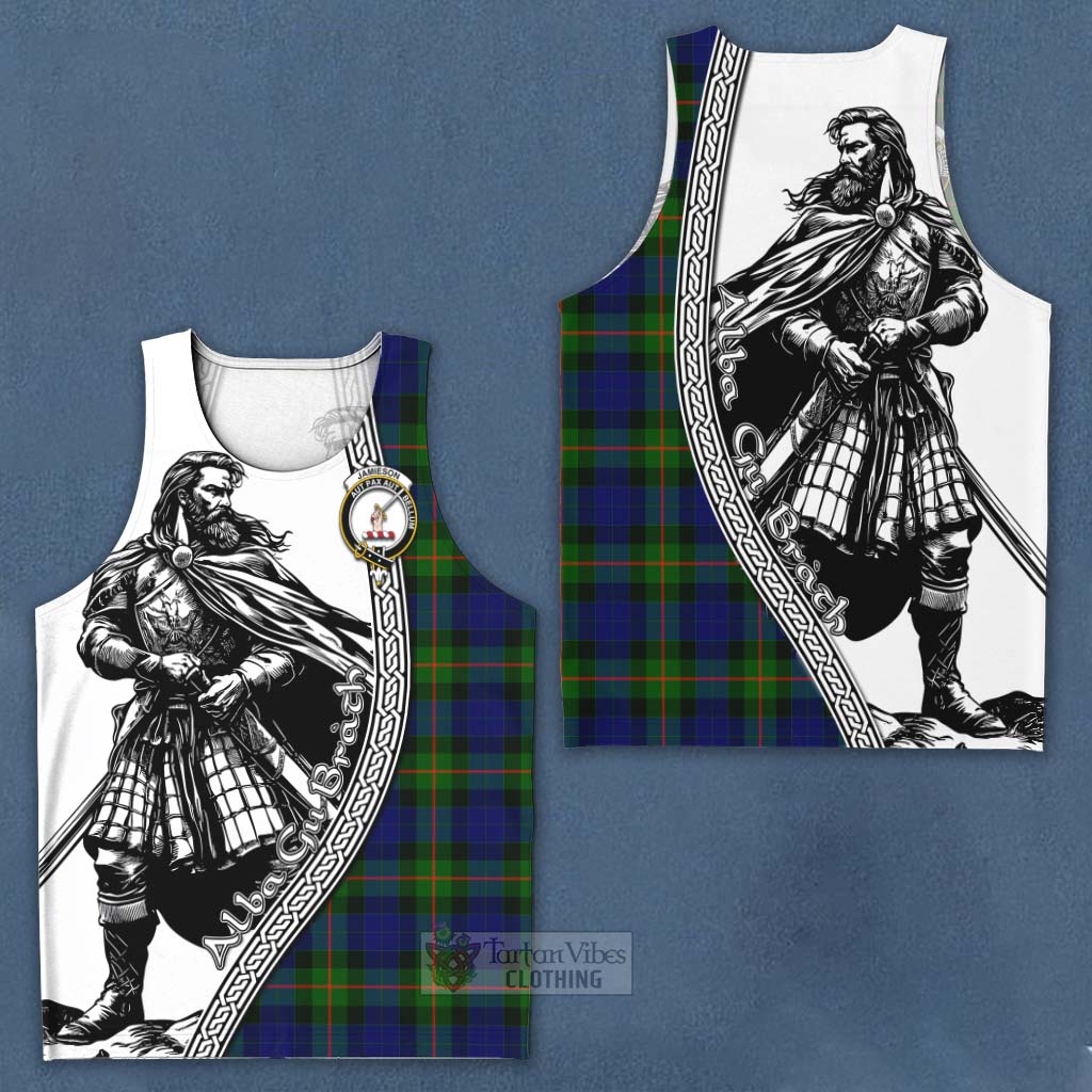 Tartan Vibes Clothing Jamieson Tartan Clan Crest Men's Tank Top with Highlander Warrior Celtic Style