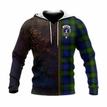 Jamieson Tartan Family Crest Knitted Hoodie Alba Gu Brath Be Brave Lion Ancient Style Unisex Knitted Pullover Hoodie - Tartan Vibes Clothing