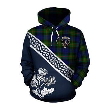 Jamieson Tartan Cotton Hoodie Featuring Thistle and Scotland Map