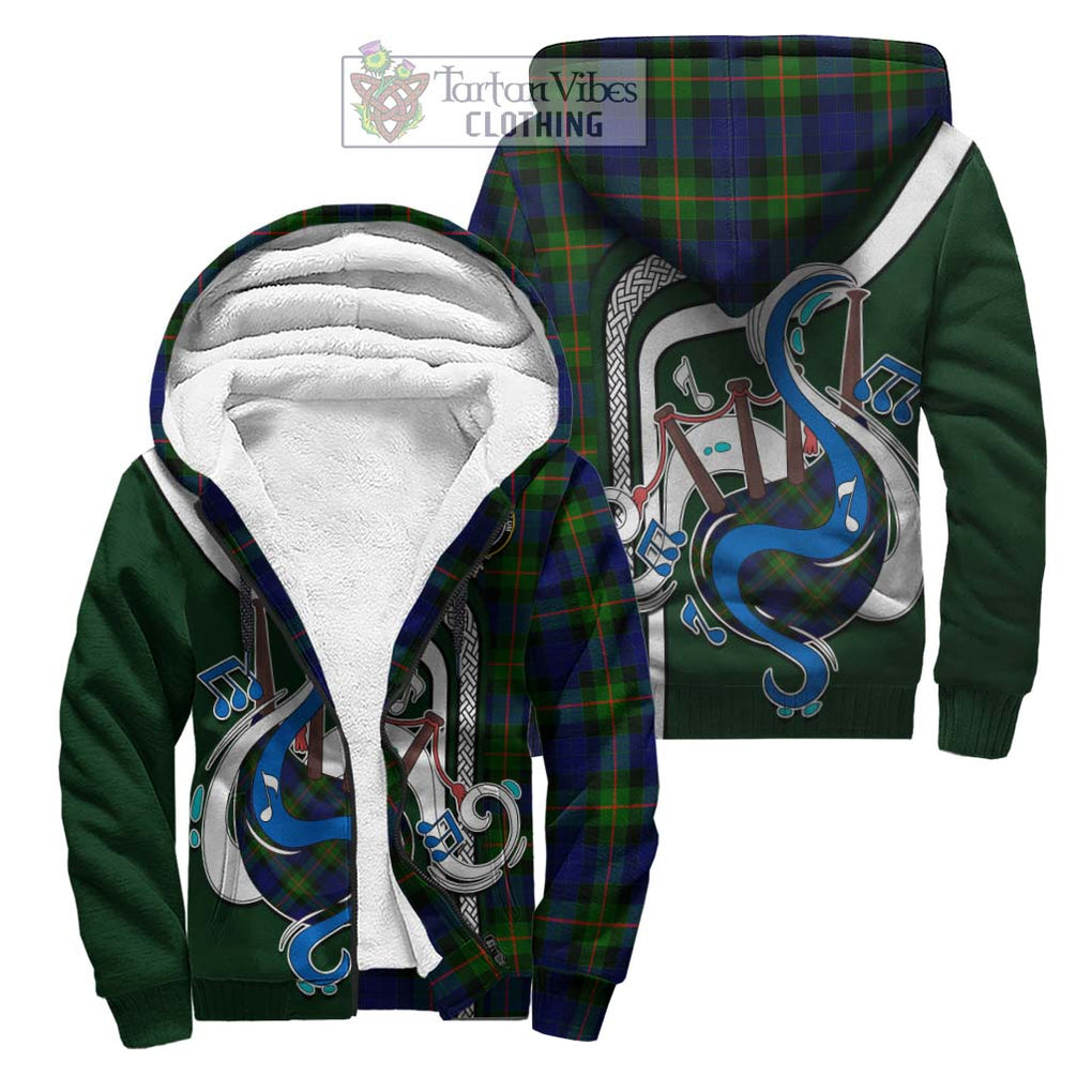 Jamieson Tartan Sherpa Hoodie with Epic Bagpipe Style Unisex S - Tartanvibesclothing Shop