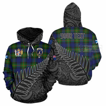 Jamieson Crest Tartan Hoodie with New Zealand Silver Fern Half Style Zip Hoodie - Tartan Vibes Clothing