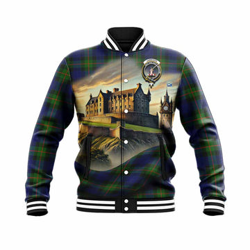 Jamieson Tartan Family Crest Baseball Jacket with Scottish Ancient Castle Style Unisex - Tartan Vibes Clothing