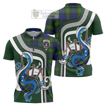 Jamieson Tartan Zipper Polo Shirt with Epic Bagpipe Style