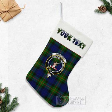 Jamieson Tartan Family Crest Christmas Stocking with Personalized Text