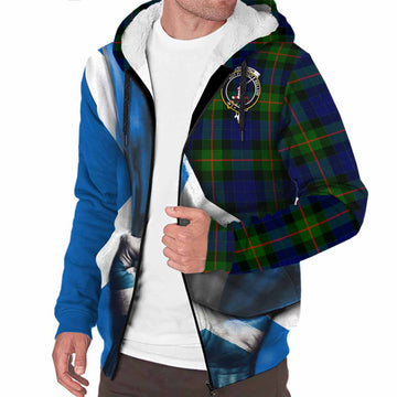 Jamieson Tartan Sherpa Hoodie with Family Crest Scotland Patriotic Style