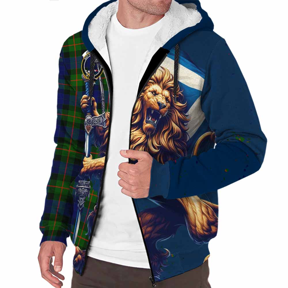 Tartan Vibes Clothing Jamieson Tartan Family Crest Sherpa Hoodie with Scottish Majestic Lion