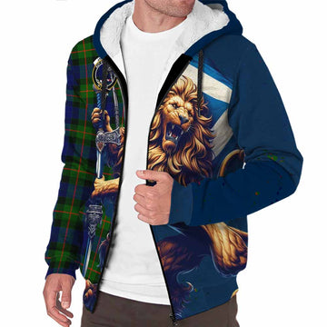 Jamieson Tartan Family Crest Sherpa Hoodie with Scottish Majestic Lion