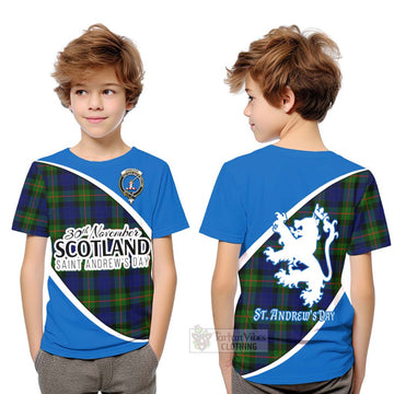 Jamieson Family Crest Tartan Kid T-Shirt Celebrate Saint Andrew's Day in Style