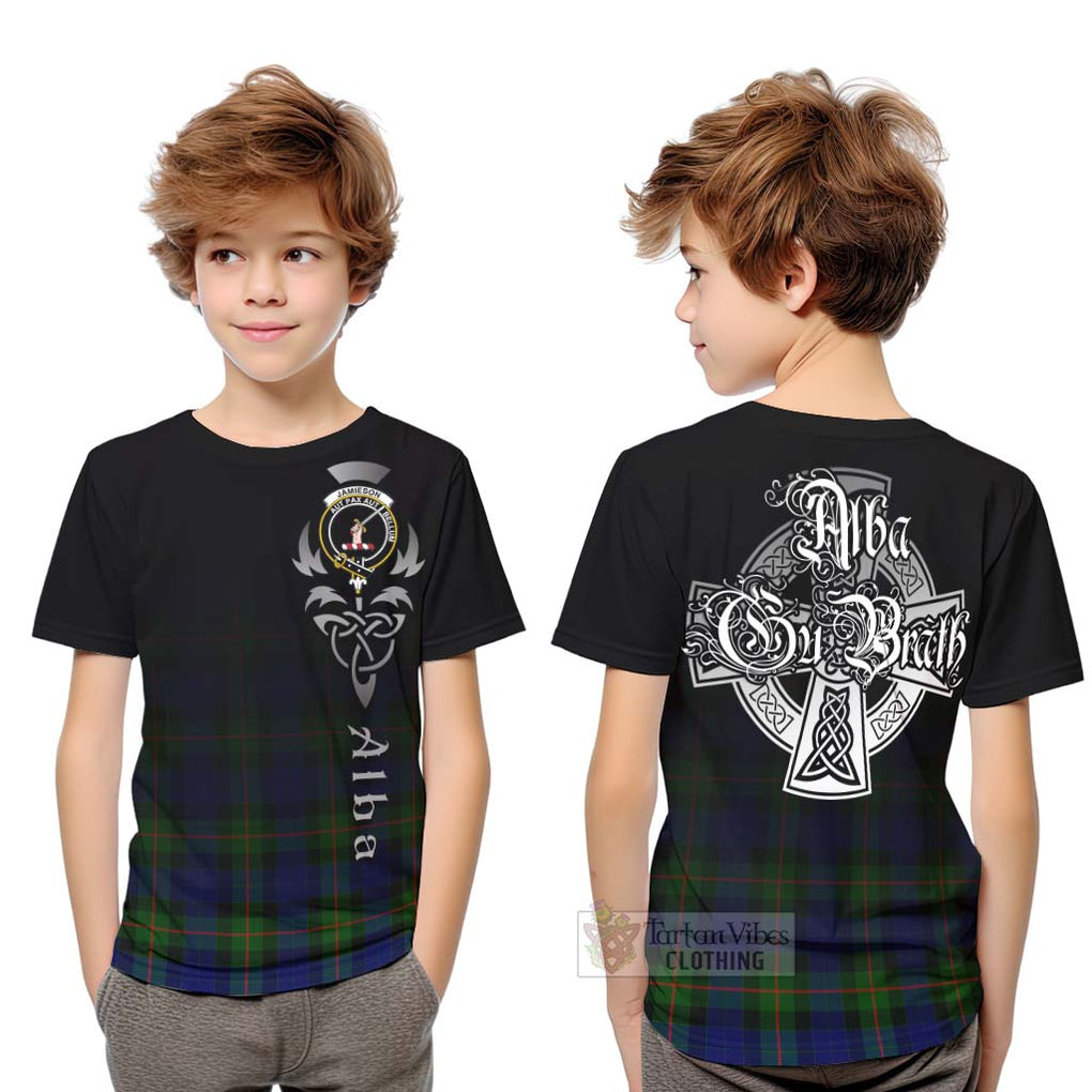 Tartan Vibes Clothing Jamieson Tartan Kid T-Shirt Featuring Alba Gu Brath Family Crest Celtic Inspired