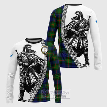 Jamieson Tartan Clan Crest Long Sleeve T-Shirt with Highlander Warrior Celtic Style