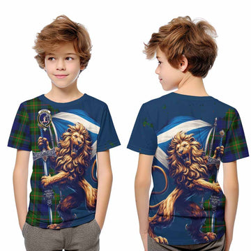 Jamieson Tartan Family Crest Kid T-Shirt with Scottish Majestic Lion