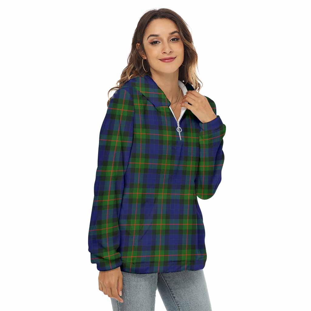 Tartan Vibes Clothing Jamieson Tartan Women's Borg  Half Zip Fleece Hoodie