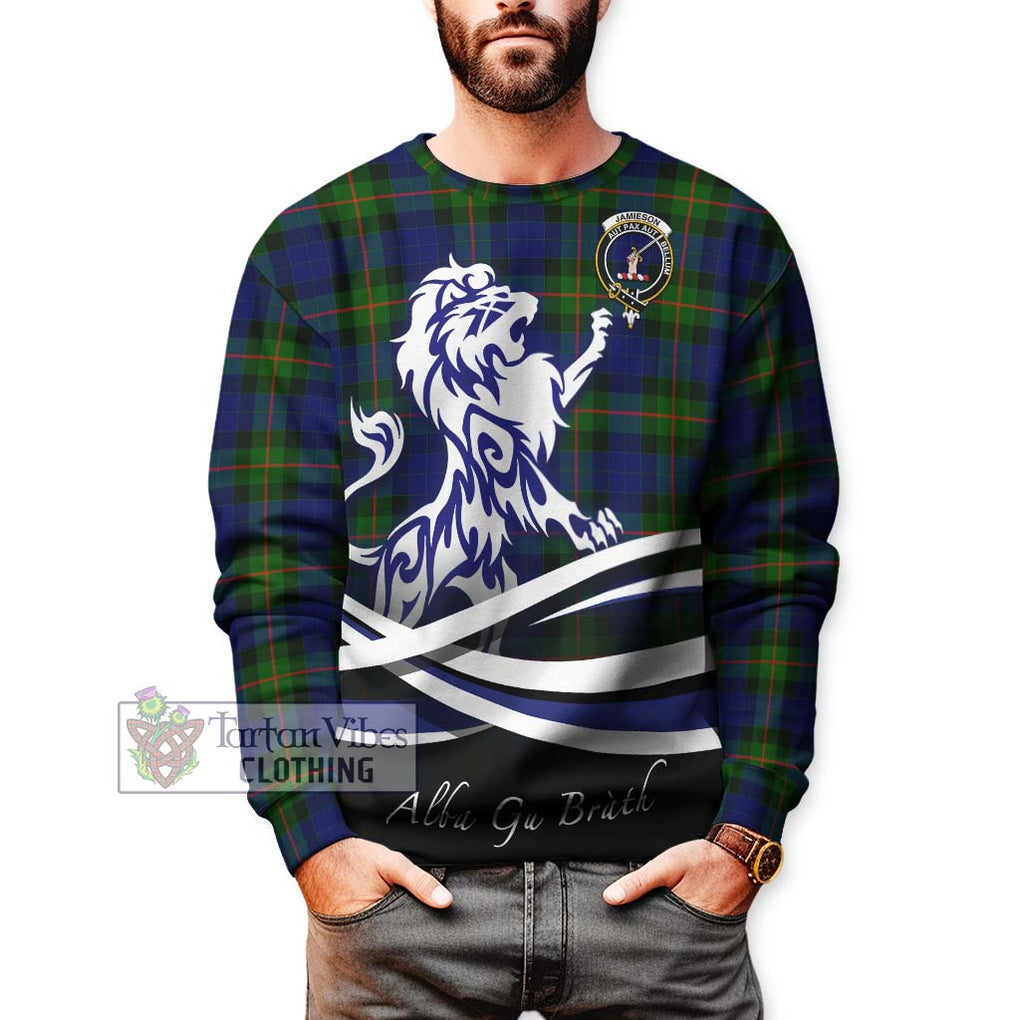 Jamieson Tartan Sweatshirt with Alba Gu Brath Regal Lion Emblem Unisex - Tartanvibesclothing Shop