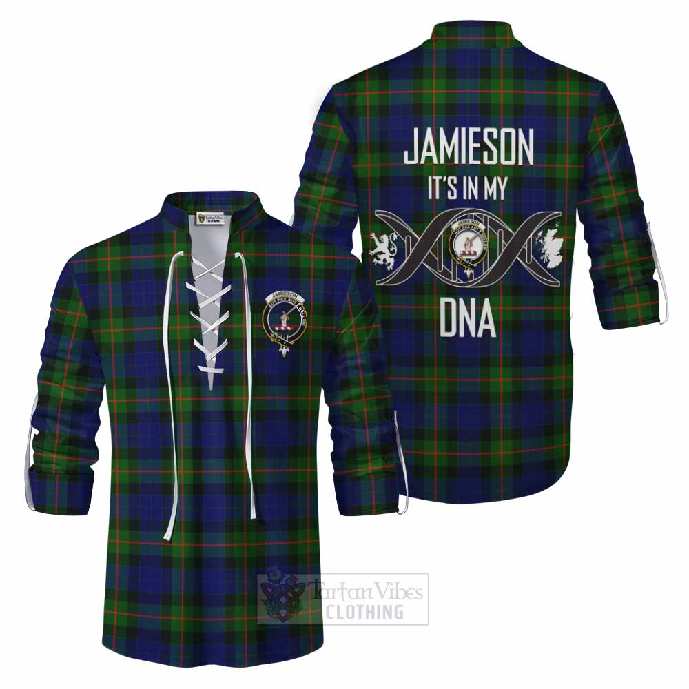 Tartan Vibes Clothing Jamieson Tartan Ghillie Kilt Shirt with Family Crest DNA In Me Style