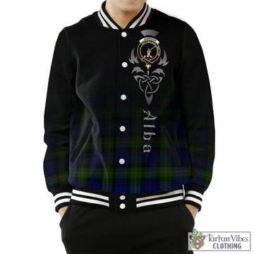 Jamieson Tartan Baseball Jacket Featuring Alba Gu Brath Family Crest Celtic Inspired