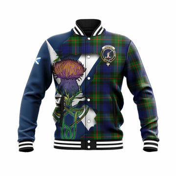 Jamieson Tartan Family Crest Baseball Jacket Scottish Thistle Celtic Inspired Unisex - Tartan Vibes Clothing