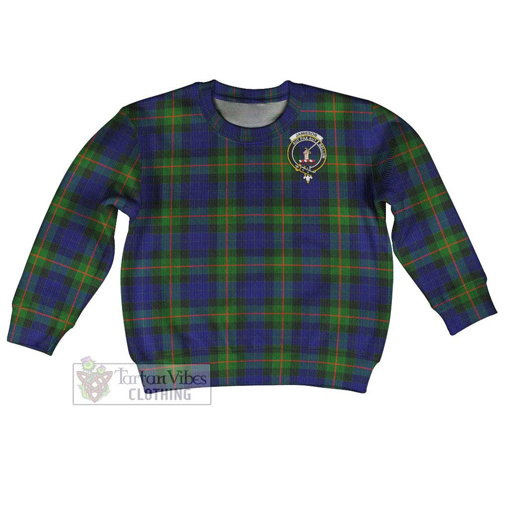 Tartan Vibes Clothing Jamieson Tartan Kid Ugly Sweater with Family Crest