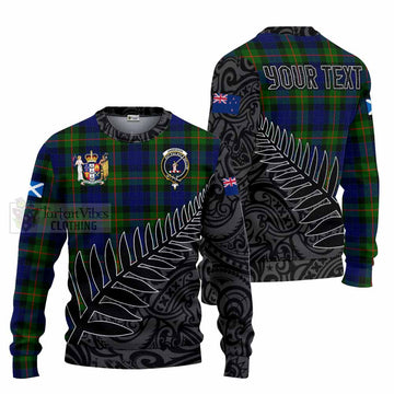 Jamieson Crest Tartan Knitted Sweater with New Zealand Silver Fern Half Style