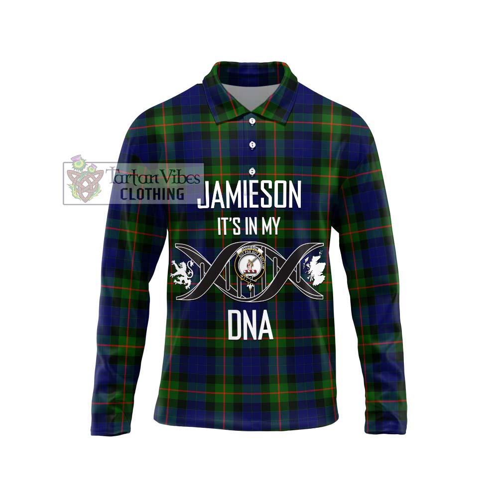 Jamieson Tartan Long Sleeve Polo Shirt with Family Crest DNA In Me Style Unisex - Tartanvibesclothing Shop