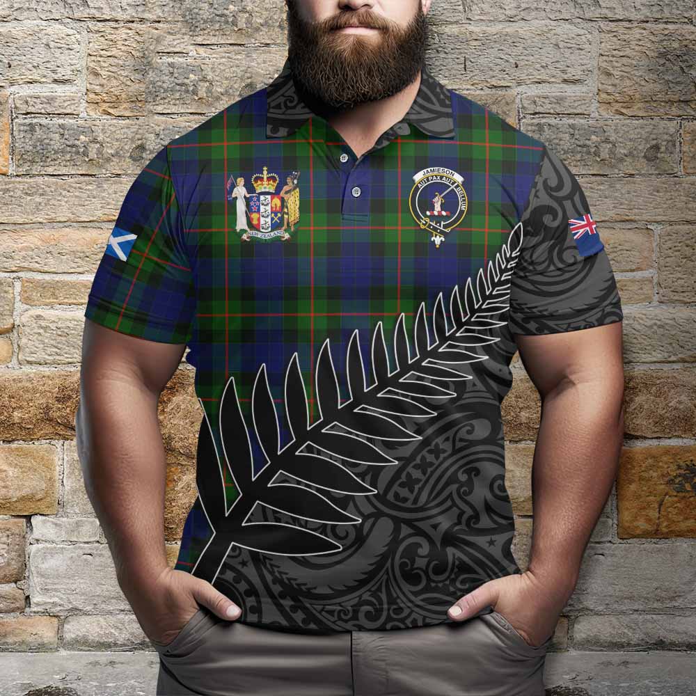 Jamieson Crest Tartan Polo Shirt with New Zealand Silver Fern Half Style