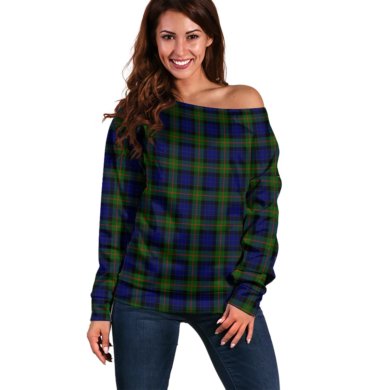 Jamieson Tartan Off Shoulder Women Sweater Women - Tartanvibesclothing