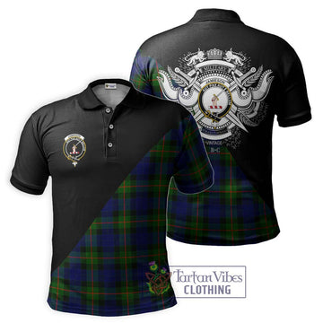 Jamieson Tartan Polo Shirt with Family Crest and Military Logo Style