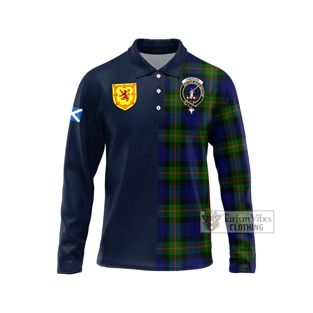 Tartan Vibes Clothing Jamieson Tartan Long Sleeve Polo Shirt with Scottish Lion Royal Arm Half Style