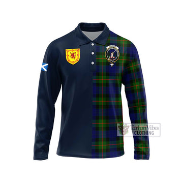 Jamieson Tartan Long Sleeve Polo Shirt Alba with Scottish Lion Royal Arm Half Style