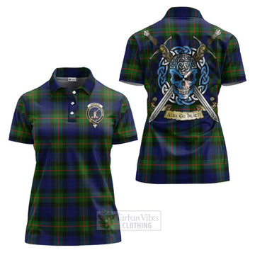 Jamieson Tartan Women's Polo Shirt with Family Crest Celtic Skull Style