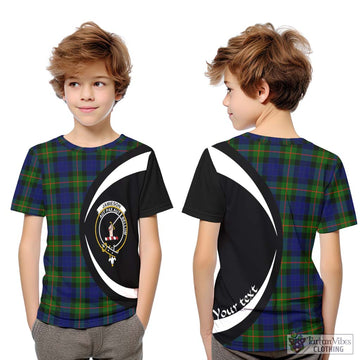 Jamieson Tartan Kid T-Shirt with Family Crest Circle Style