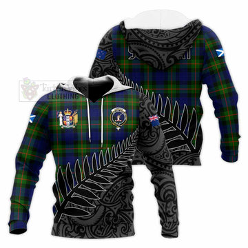 Jamieson Crest Tartan Knitted Hoodie with New Zealand Silver Fern Half Style