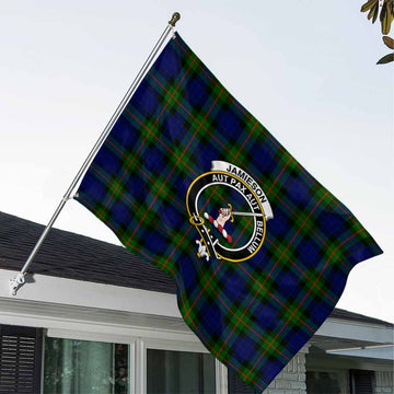 Jamieson Tartan House Flag with Family Crest